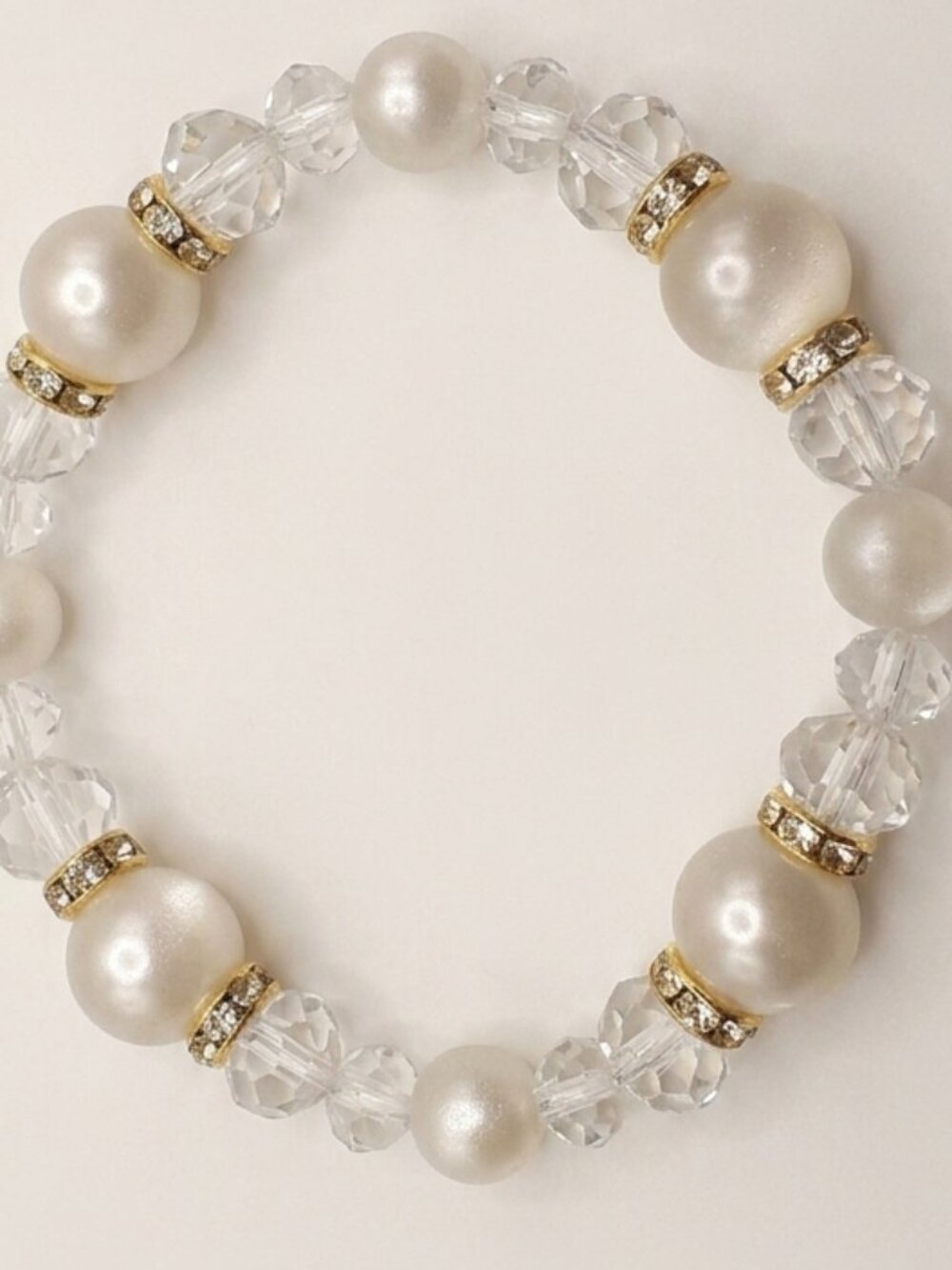 Pearl & Crystal Bracelet with Rhinestone Spacers